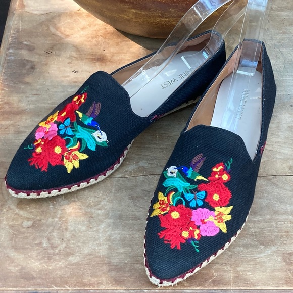 Nine West flats loafers embroidered Oaxaca style Mexico folk size 8 - Picture 4 of 12